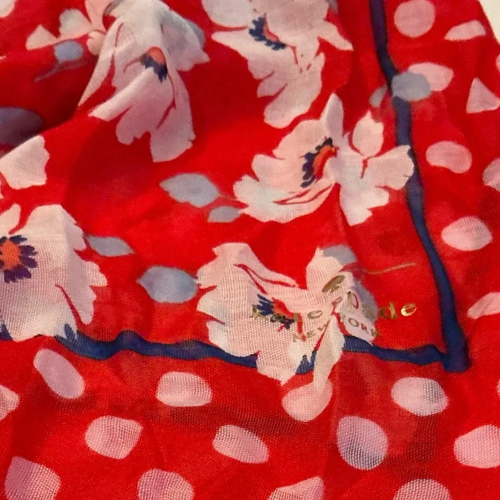 KATE SPADE, Springtime Floral Oblong Scarf in Ponderosa Red, NWT
